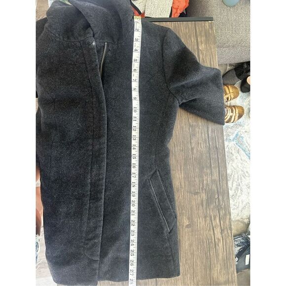 Cole Haan Gray Full Zip Wool Cashmere Winter Coat Size 6 Ribbed Neckline Warm - Picture 12 of 12